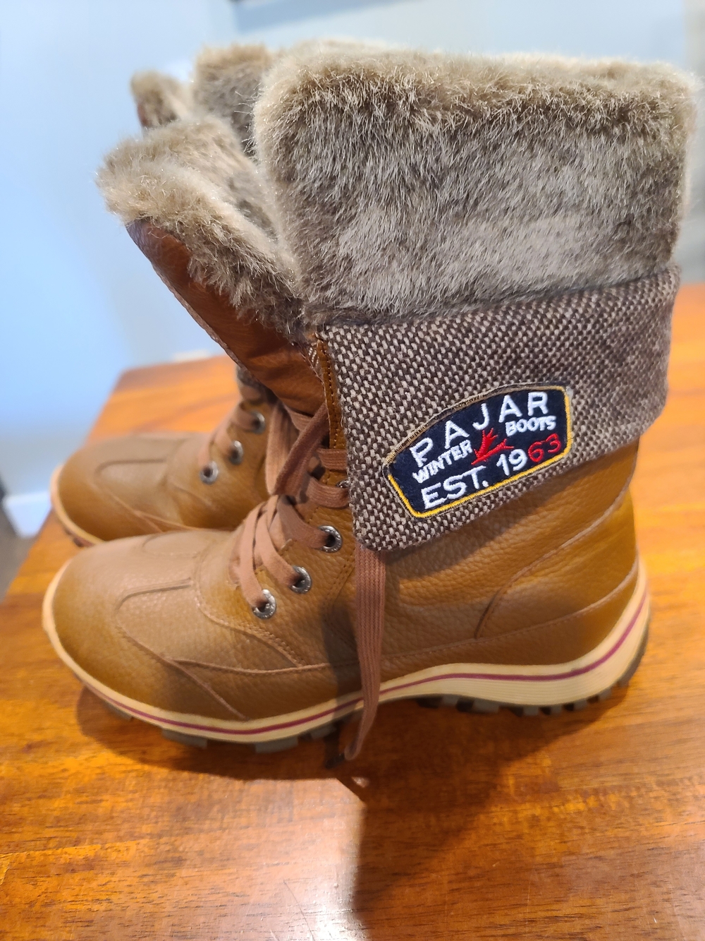 Pajar Women's Tan Winter Boots with Faux Fur Collar